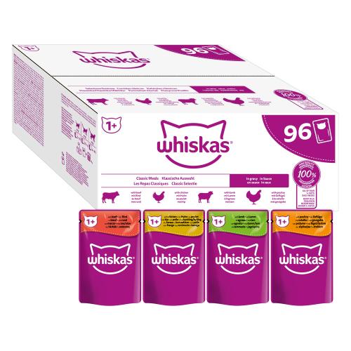 Jumbopack Whiskas 1+ Adult Φακελάκια 96 x 85 g - Κλασική Ποικιλία σε Σάλτσα