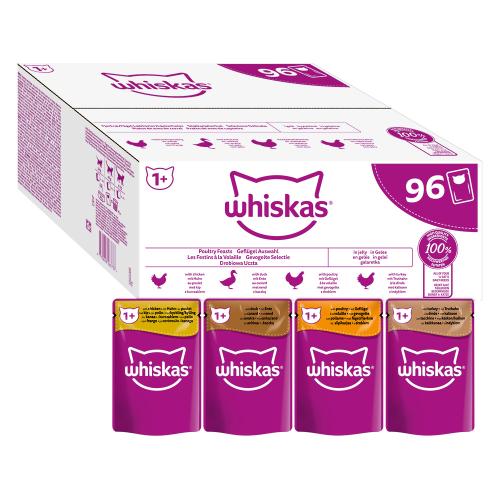 Jumbopack Whiskas 1+ Adult Φακελάκια 96 x 85 g - Ποικιλία Πουλερικών σε Ζελέ