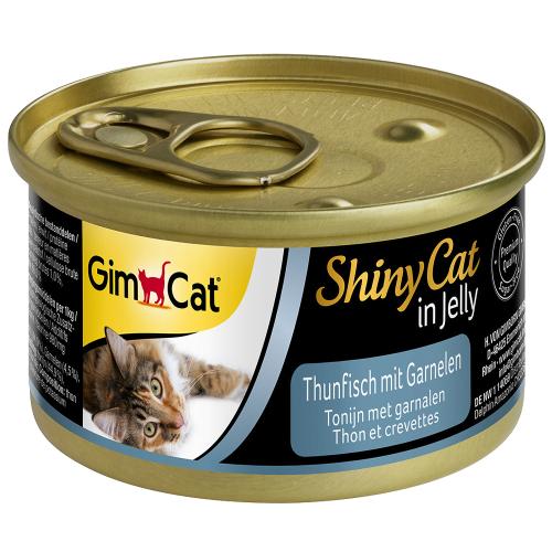 Πακέτο Προσφοράς GimCat ShinyCat Jelly 24 x 70 g - Τόνος & Γαρίδες