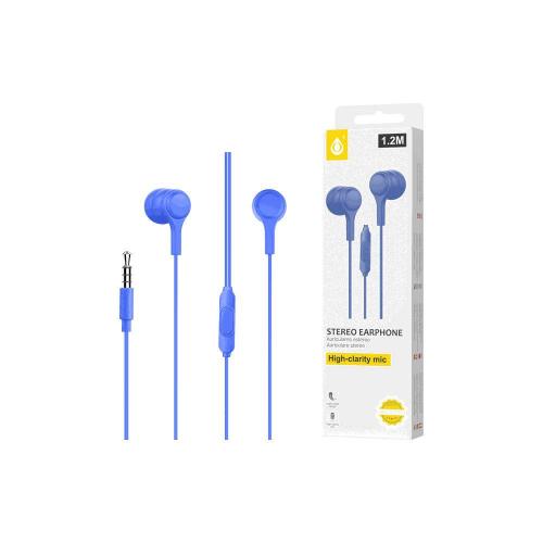 Ακουστικά Ψείρες MTK με Μικρόφωνο 1,2m Stereo 20 Hz - 20 KHz Μπλε