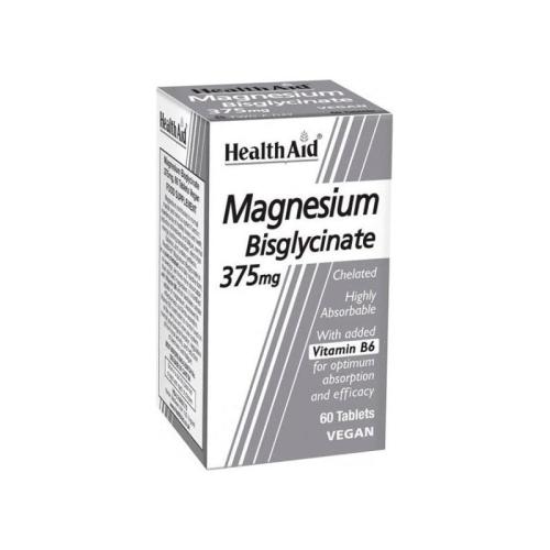 Health Aid Μαγνήσιο Magnesium Bisglycinate 375mg 60 Ταμπλέτες