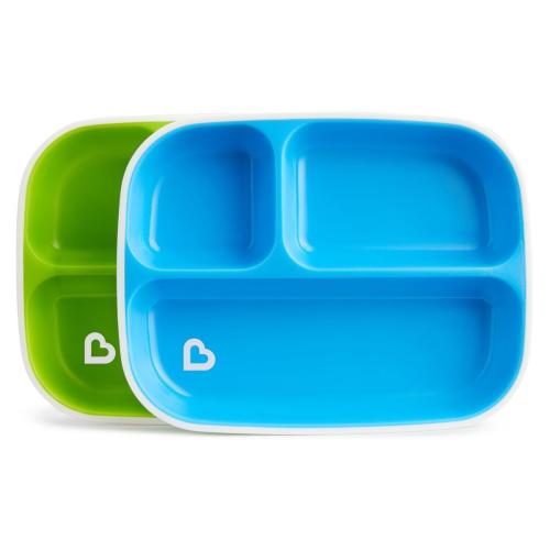 Munchkin Splash™ Toodler Divided Plates 2 τμχ Μπλε - Πράσινο