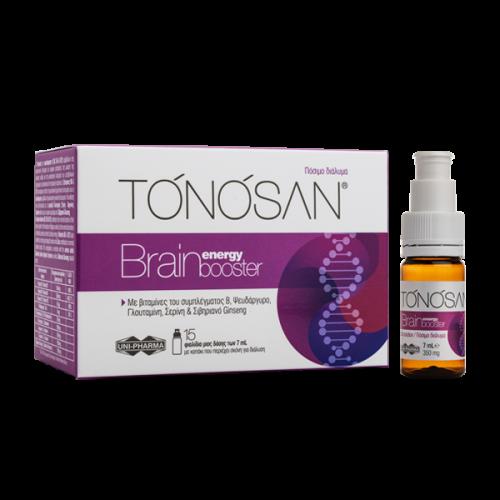 Uni-Pharma Tonosan Brain & Energy Booster Συμπληρώματα Διατροφής για Ενίσχυση της Μνήμης 15 Φιαλίδια x 7ml