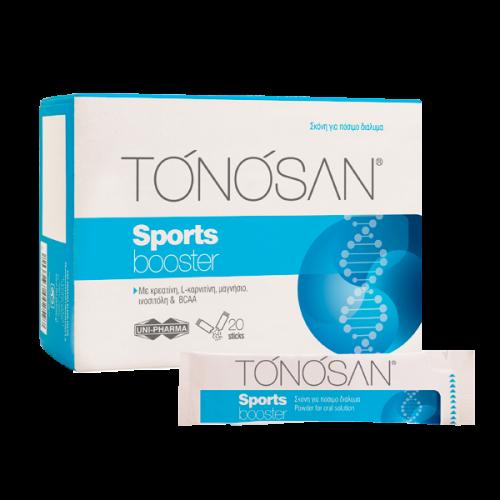 Uni-Pharma Tonosan Sports Booster Συμπλήρωμα Διατροφής Σχεδιασμένο για Ανθρώπους που Καταπονούν συχνά τον Οργανισμό τους 20 Φακελίσκοι
