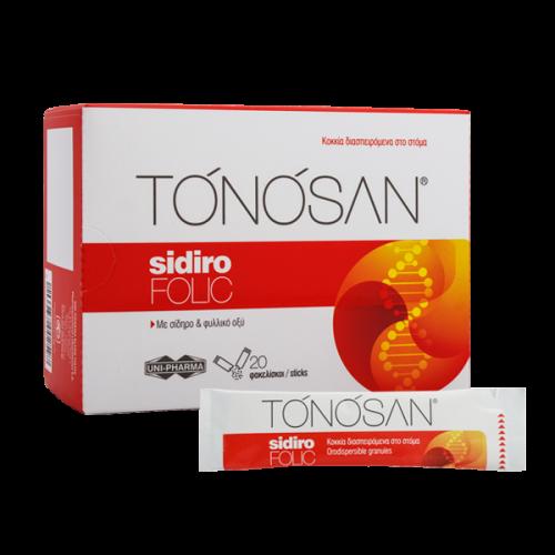 Uni-Pharma Tonosan Συμπλήρωμα Διατροφής με Σίδηρο & Φυλλικό οξύ 20 Φακελίσκοι