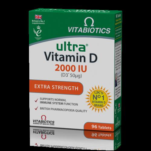 Vitabiotics Ultra Vitamin D 2000iu, Συμπλήρωμα Διατροφής Βιταμίνης D, 96 Μικρές Ταμπλέτες