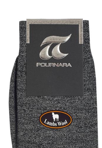Κάλτσα ανδρική μάλλινη ισοθερμική Pournara με ελαστική πλέξη PRN205-Ανθρακί