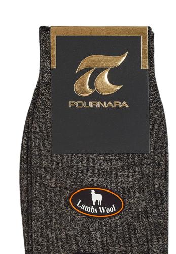 Κάλτσα ανδρική μάλλινη ισοθερμική Pournara με ελαστική πλέξη PRN205-Καφέ