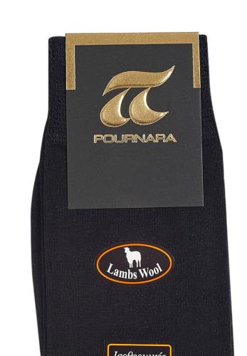 Κάλτσα γυναικεία μάλλινη ισοθερμική Pournara με ελαστική πλέξη PRN204-Μαύρο