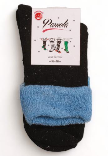 Κάλτσα γυναικεία ημίκοντη πετσετέ Pamela Lurex PML360-Γαλάζιο