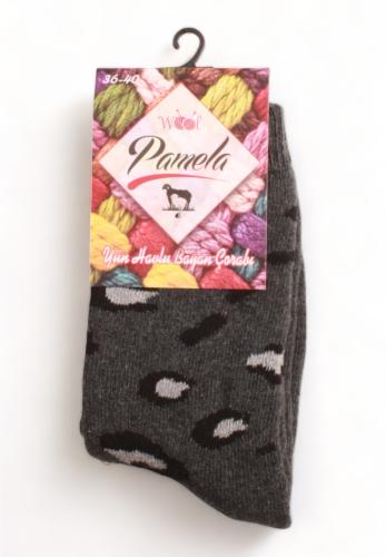 Κάλτσα γυναικεία μάλλινη Pamela Lambswool Animal Print PMLWL01-Ανθρακί