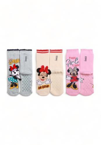 Κάλτσες παιδικές πετσετέ με τάπες Minnie Mouse 3 Τεμ. MN20506-Πολύχρωμο