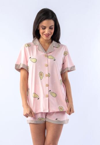 Πιτζάμα γυναικεία κουμπιά στη μπλούζα Avocado Love 12841