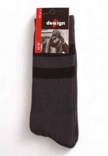 Κάλτσα αθλητική με πετσετέ επένδυση Design Stripes DSN8500-Ανθρακί