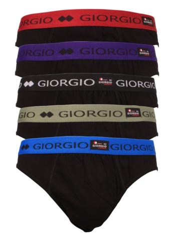 Σλιπ ανδρικό βαμβακερό με εξωτερικό χρωματιστό λάστιχο Giorgio 5 Τεμ. GRG921-Μαύρο