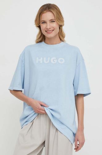 Βαμβακερό μπλουζάκι HUGO γυναικεία