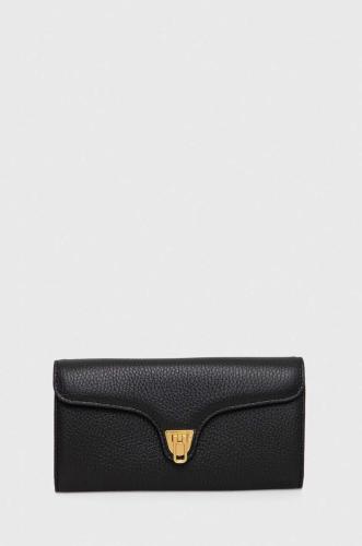 Δερμάτινο πορτοφόλι Coccinelle γυναικεία, χρώμα: μαύρο