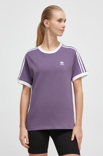 Βαμβακερό μπλουζάκι adidas Originals γυναικεία, χρώμα: μοβ