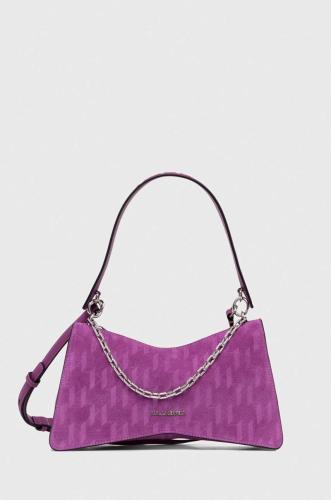 Τσάντα σουέτ Karl Lagerfeld χρώμα: ροζ