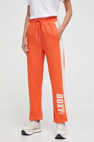 Βαμβακερό παντελόνι Roxy χρώμα: πορτοκαλί