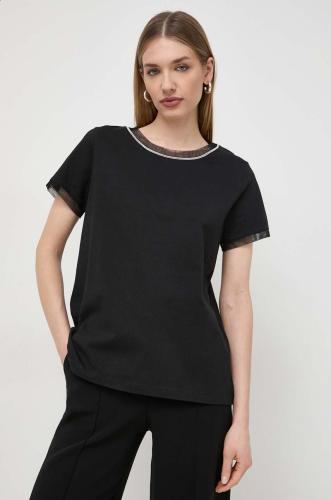 Βαμβακερό μπλουζάκι Luisa Spagnoli γυναικεία, χρώμα: μαύρο