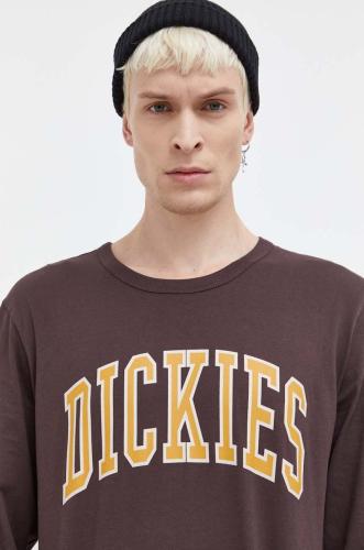 Βαμβακερή μπλούζα με μακριά μανίκια Dickies χρώμα: καφέ