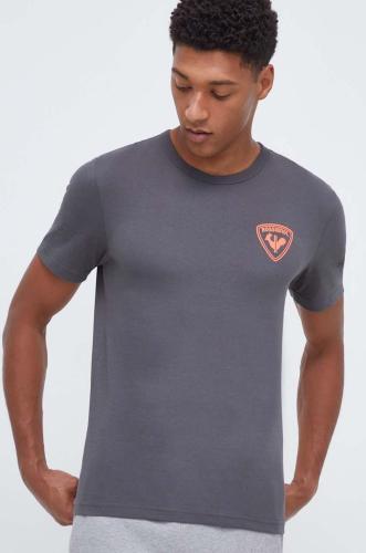 Βαμβακερό μπλουζάκι Rossignol HERO ανδρικό, χρώμα: γκρι
