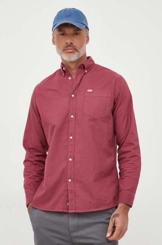 Βαμβακερό πουκάμισο Pepe Jeans Fabio ανδρικό, χρώμα: ροζ