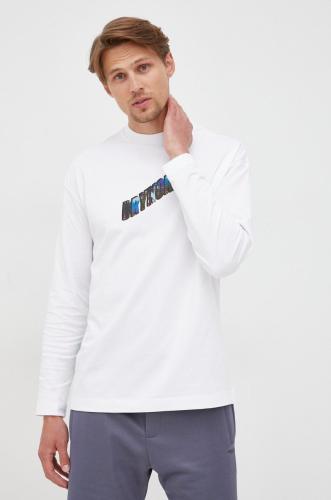 Βαμβακερή μπλούζα με μακριά μανίκια Drykorn χρώμα: άσπρο