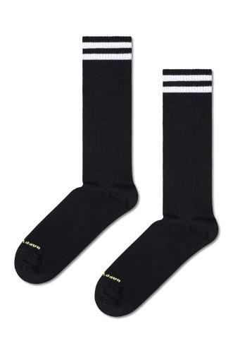 Κάλτσες Happy Socks Solid Sneaker Thin Crew Sock χρώμα: μαύρο