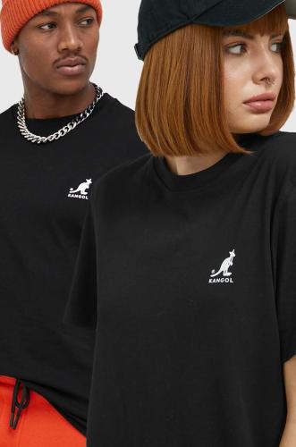 Βαμβακερό μπλουζάκι Kangol χρώμα: μαύρο