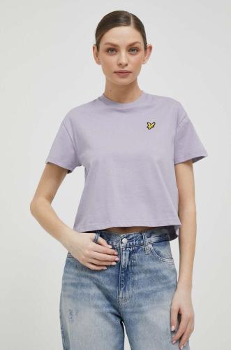 Βαμβακερό μπλουζάκι Lyle & Scott χρώμα: μοβ