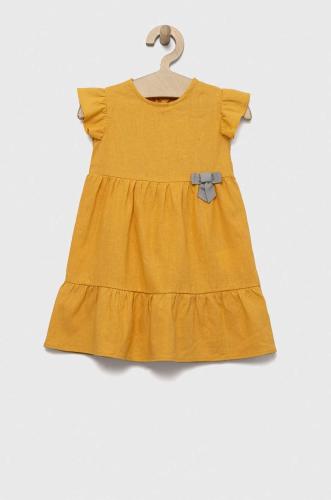 Βεφικό λινό φόρεμα Birba&Trybeyond x Peanuts χρώμα: κίτρινο