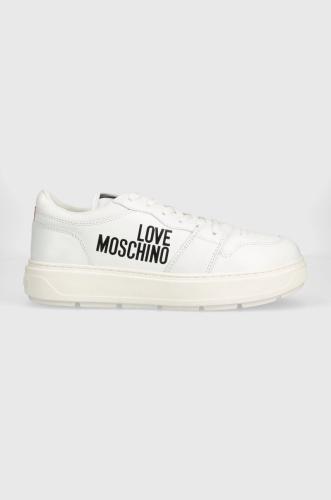 Δερμάτινα αθλητικά παπούτσια Love Moschino χρώμα: άσπρο, JA15274G0GIAB10A