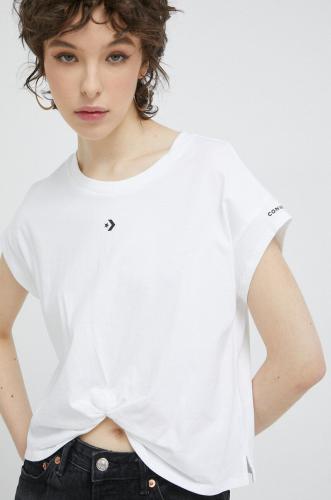 Βαμβακερό μπλουζάκι Converse χρώμα: άσπρο