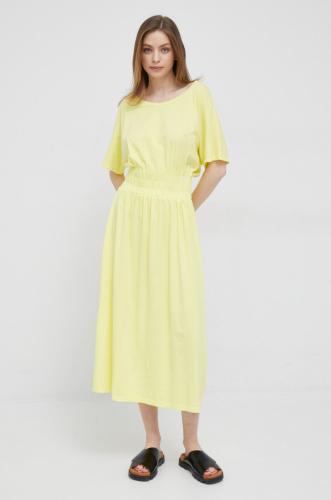 Βαμβακερό φόρεμα Deha χρώμα: κίτρινο