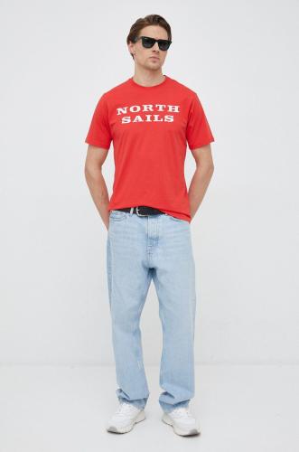 Βαμβακερό μπλουζάκι North Sails χρώμα: κόκκινο