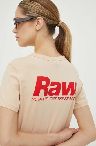 Βαμβακερό μπλουζάκι G-Star Raw χρώμα: μπεζ