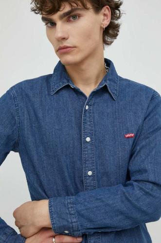 τζιν πουκάμισο Levi's ανδρικό, χρώμα: ναυτικό μπλε