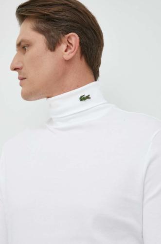 Βαμβακερή μπλούζα με μακριά μανίκια Lacoste χρώμα: άσπρο