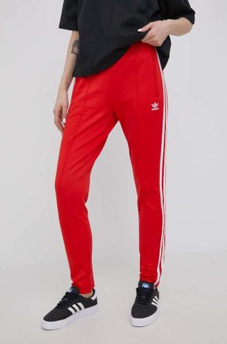 Παντελόνι adidas Originals γυναικεία, χρώμα: κόκκινο