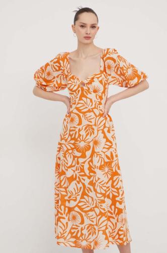 Βαμβακερό φόρεμα Billabong χρώμα: πορτοκαλί