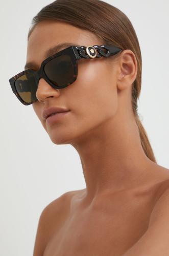 Γυαλιά ηλίου Versace γυναικεία, χρώμα: καφέ