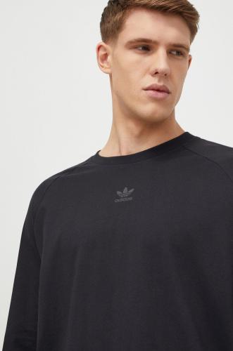 Βαμβακερή μπλούζα με μακριά μανίκια adidas Originals χρώμα: μαύρο
