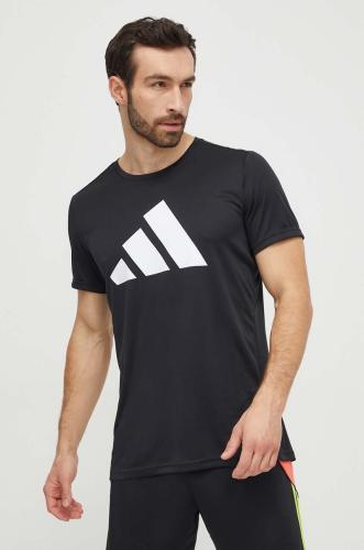 Μπλουζάκι για τρέξιμο adidas Performance Run It χρώμα: μαύρο