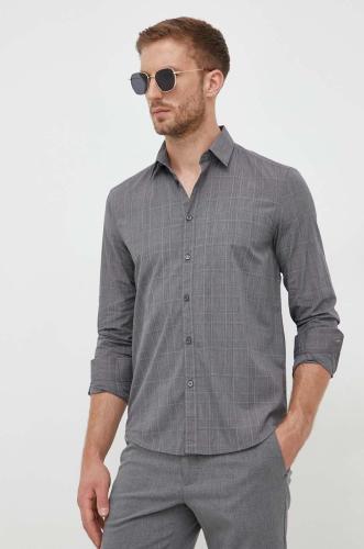 Βαμβακερό πουκάμισο Sisley ανδρικό, χρώμα: γκρι