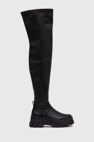 Μπότες Buffalo Aspha Stretch Overknee χρώμα: μαύρο F31622155.BLK