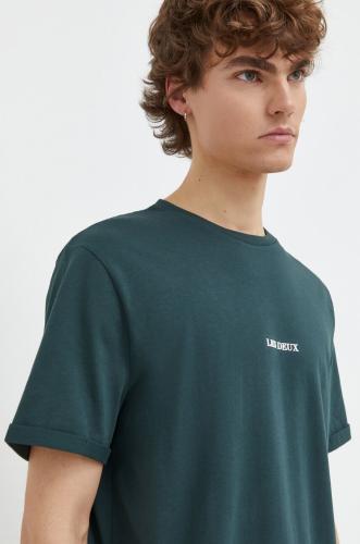 Βαμβακερό μπλουζάκι Les Deux ανδρικά, χρώμα: πράσινο
