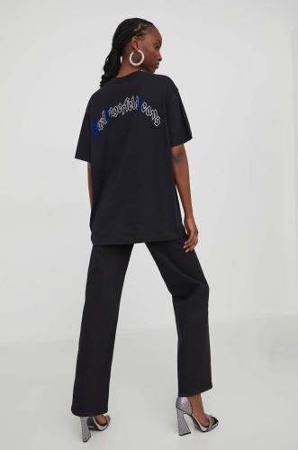 Βαμβακερό μπλουζάκι Karl Lagerfeld Jeans γυναικεία, χρώμα: μαύρο