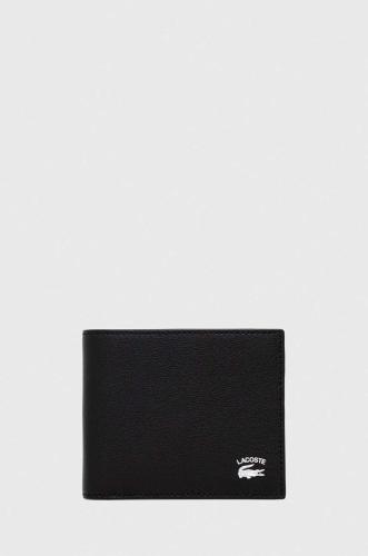 Δερμάτινο πορτοφόλι Lacoste ανδρικά, χρώμα: μαύρο